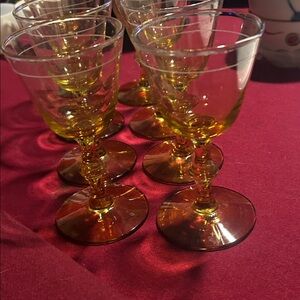 Amber Glass Wine Goblets